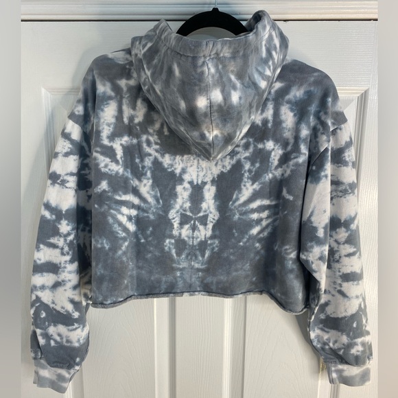 Pink Floyd Tie Dye Cropped Hoodie GrayWhite Size Large Used Excellent Condition - Picture 4 of 9